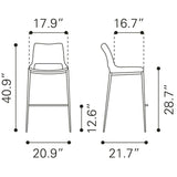 ZUO Ace Barstool (Set of 2) Black & Silver
