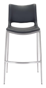 ZUO Ace Barstool (Set of 2) Black & Silver