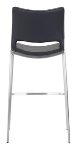 ZUO Ace Barstool (Set of 2) Black & Silver