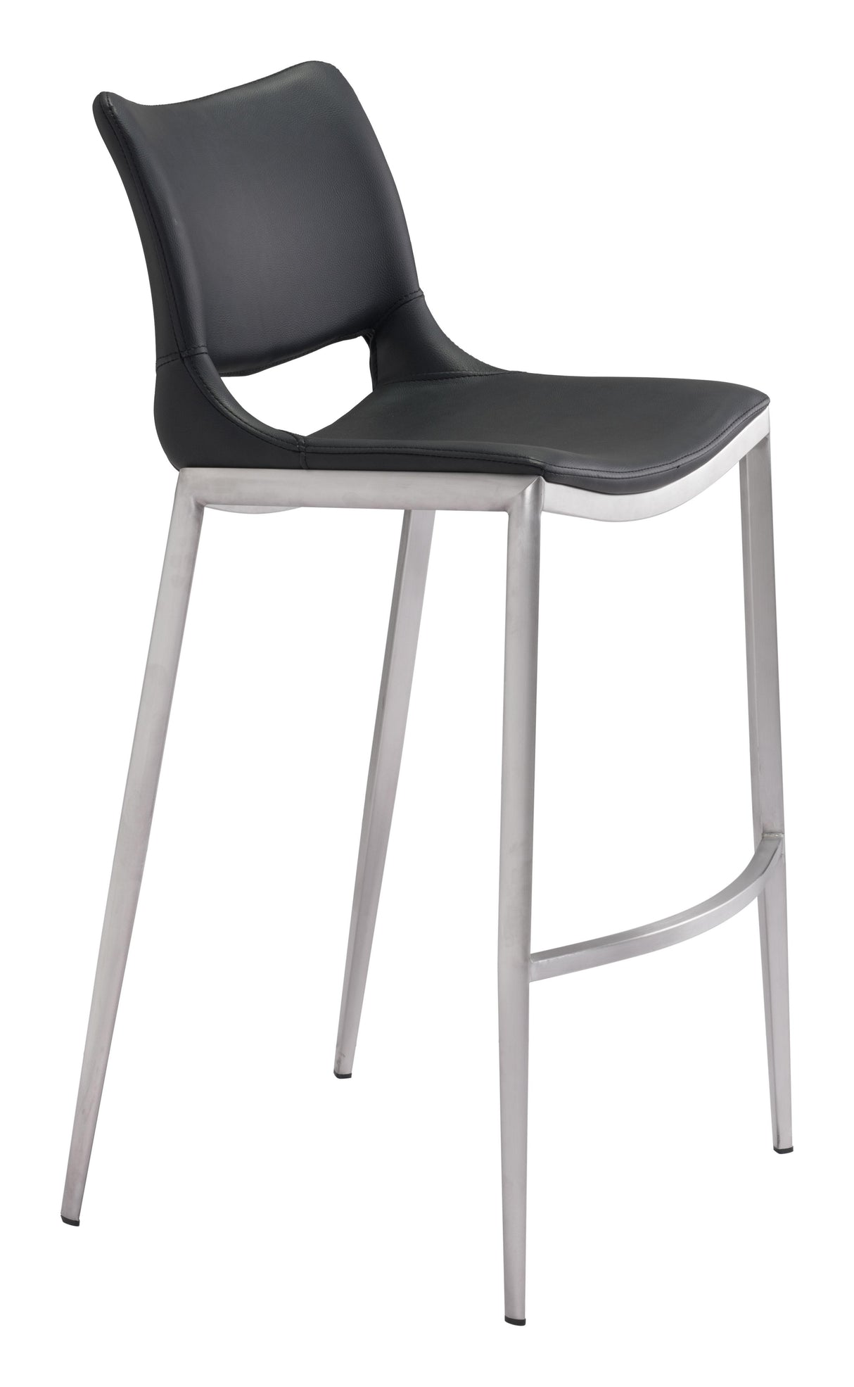 ZUO Ace Barstool (Set of 2) Black & Silver