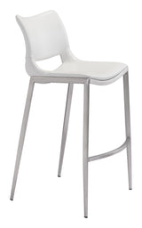ZUO Ace Barstool (Set of 2) White & Silver