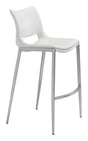 ZUO Ace Barstool (Set of 2) White & Silver