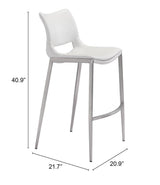 ZUO Ace Barstool (Set of 2) White & Silver
