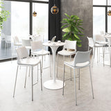 ZUO Ace Barstool (Set of 2) White & Silver