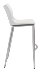 ZUO Ace Barstool (Set of 2) White & Silver