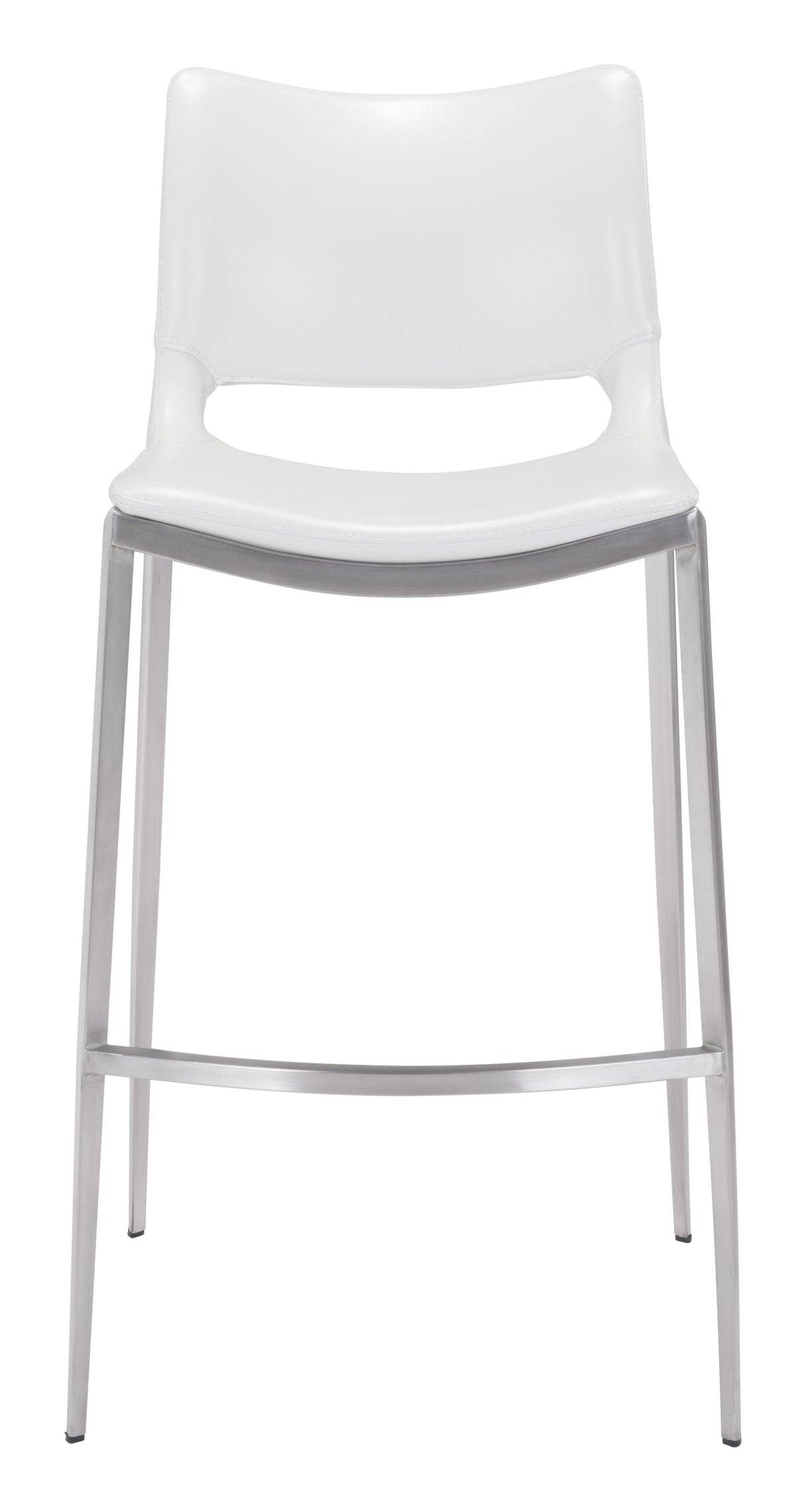 ZUO Ace Barstool (Set of 2) White & Silver