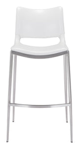 ZUO Ace Barstool (Set of 2) White & Silver