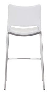 ZUO Ace Barstool (Set of 2) White & Silver