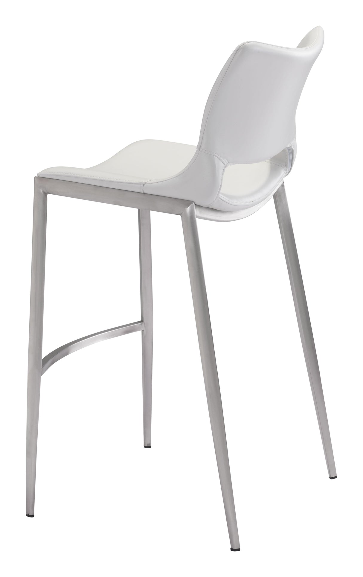ZUO Ace Barstool (Set of 2) White & Silver