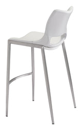 ZUO Ace Barstool (Set of 2) White & Silver