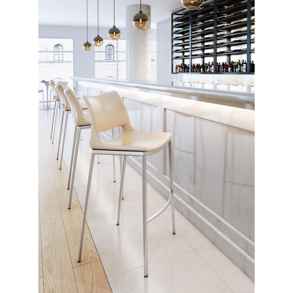 ZUO Ace Barstool (Set of 2) Light Pink & Silver