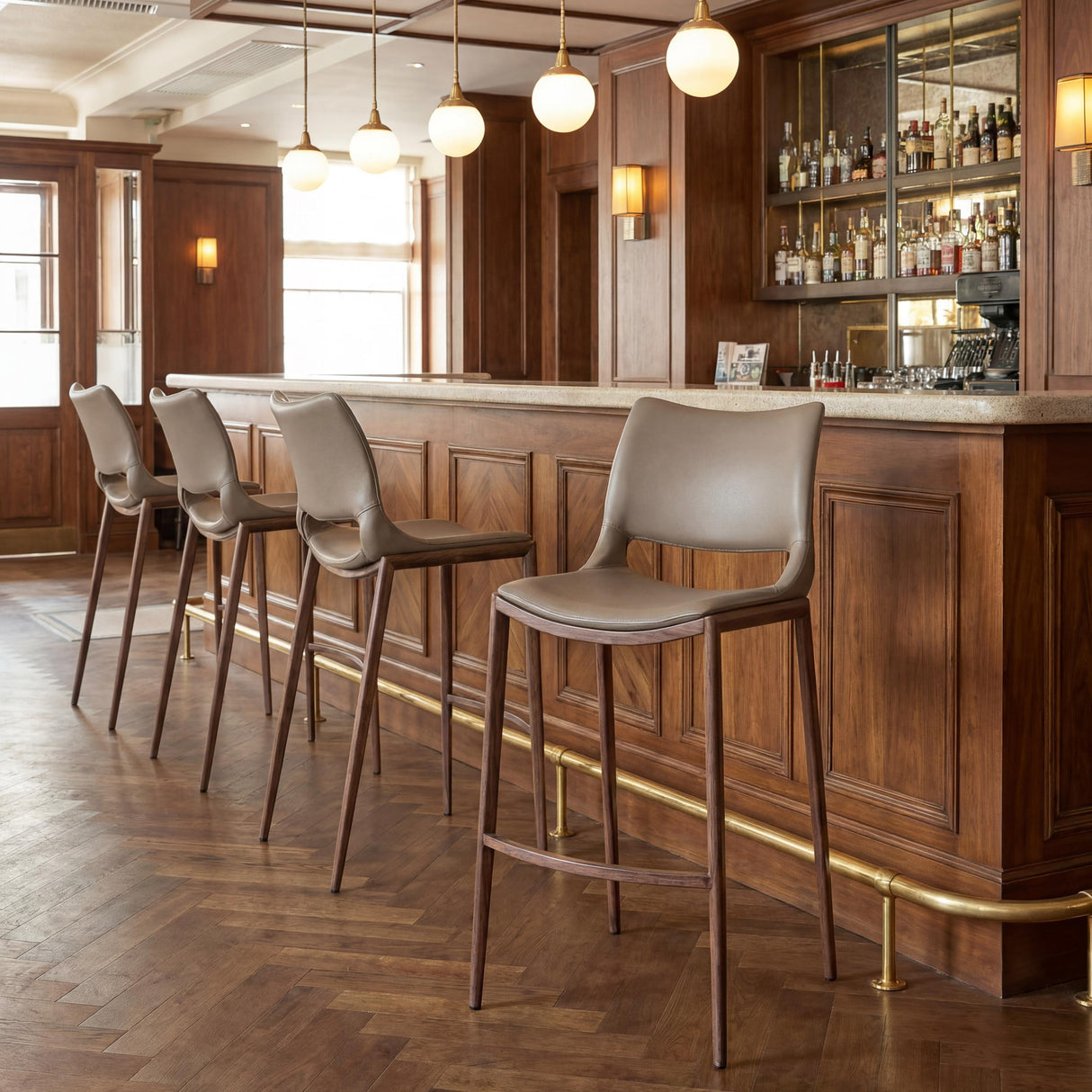 ZUO Ace Barstool (Set of 2) Brown & Walnut
