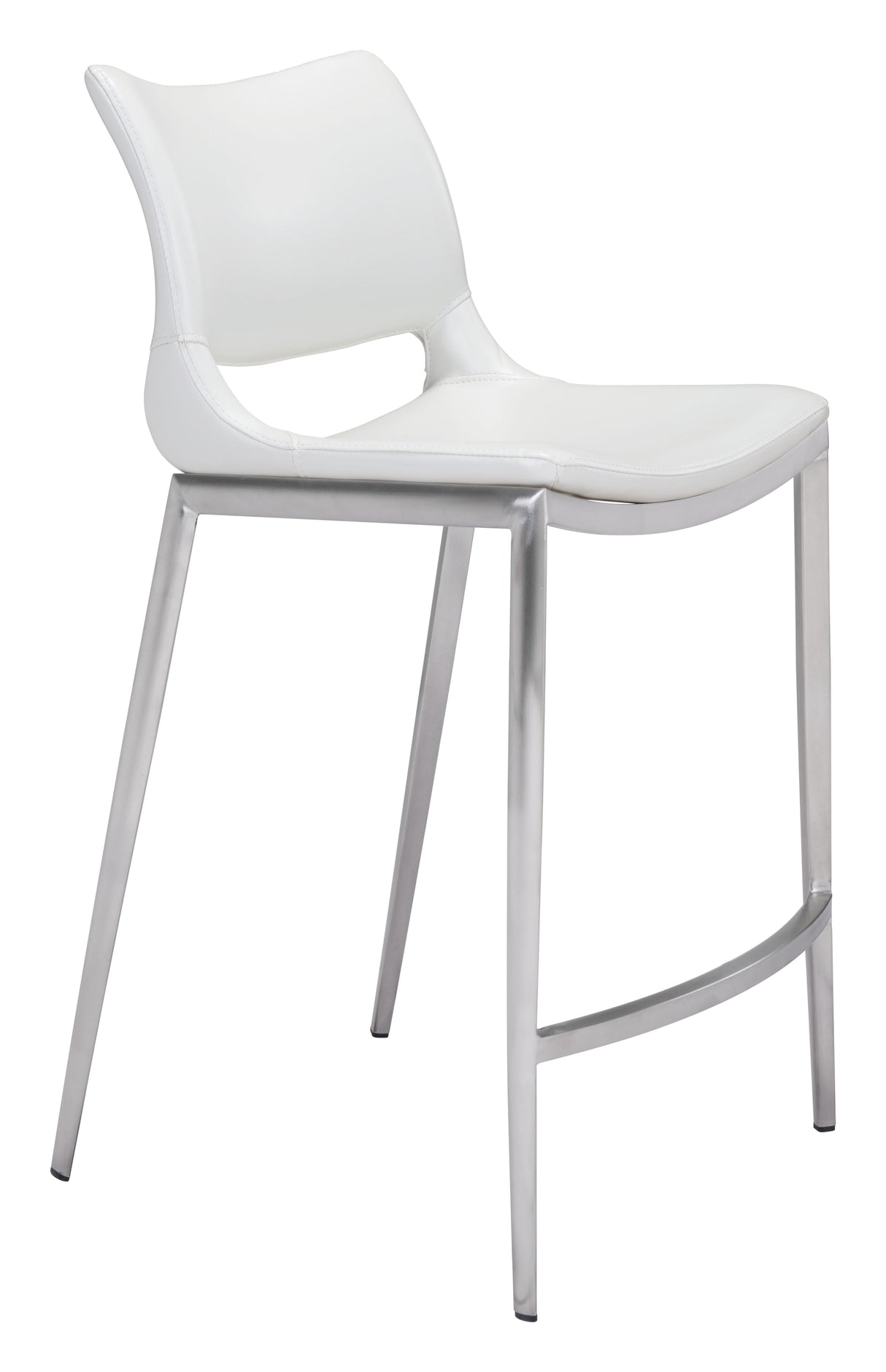 ZUO Ace Counter Stool (Set of 2) White & Silver