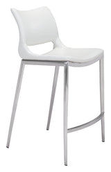 ZUO Ace Counter Stool (Set of 2) White & Silver