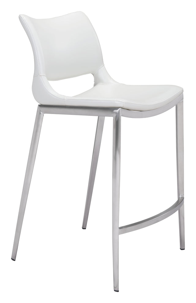 ZUO Ace Counter Stool (Set of 2) White & Silver