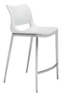 ZUO Ace Counter Stool (Set of 2) White & Silver