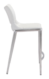 ZUO Ace Counter Stool (Set of 2) White & Silver