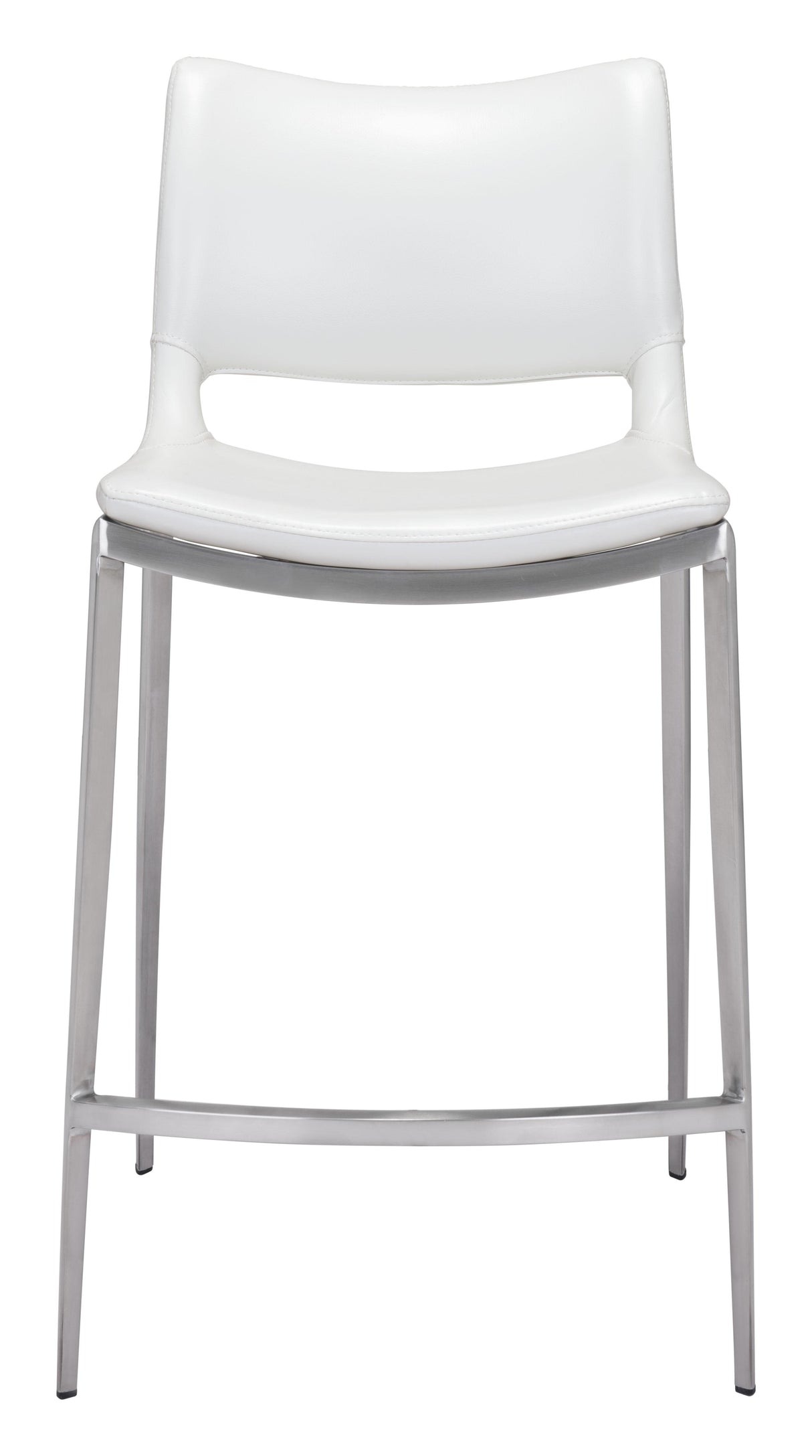ZUO Ace Counter Stool (Set of 2) White & Silver
