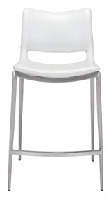 ZUO Ace Counter Stool (Set of 2) White & Silver