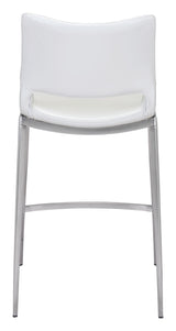ZUO Ace Counter Stool (Set of 2) White & Silver