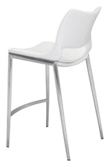 ZUO Ace Counter Stool (Set of 2) White & Silver