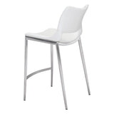 ZUO Ace Counter Stool (Set of 2) White & Silver
