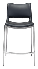 ZUO Ace Counter Stool (Set of 2) Black & Silver