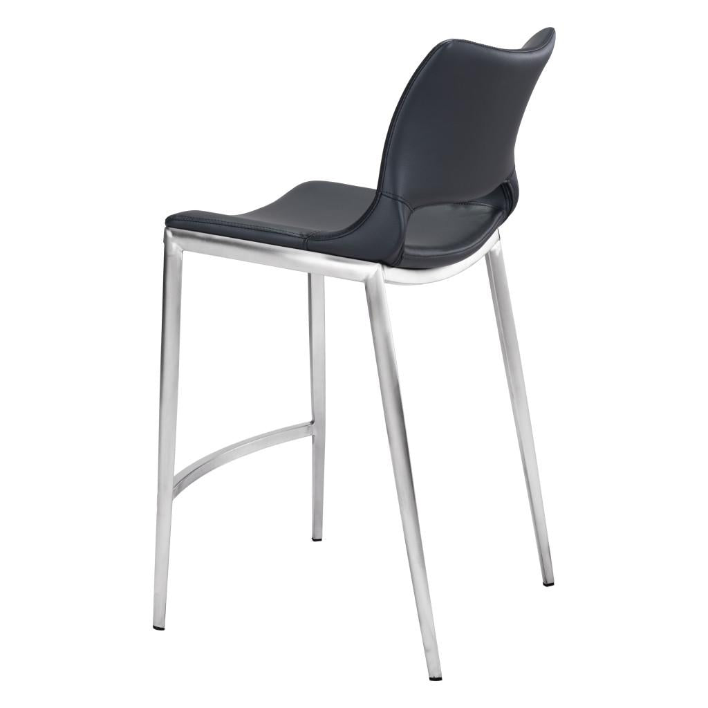 ZUO Ace Counter Stool (Set of 2) Black & Silver