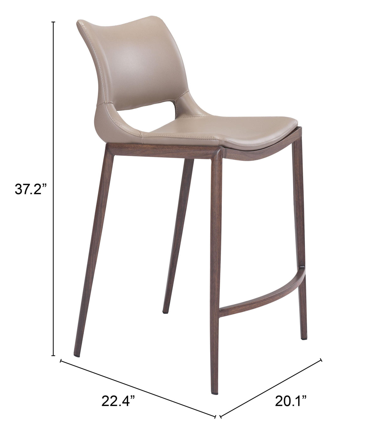 ZUO Ace Counter Stool (Set of 2) Brown & Walnut