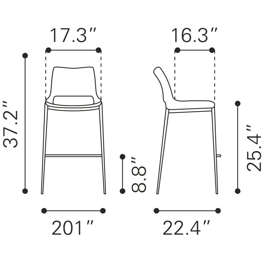 ZUO Ace Counter Stool (Set of 2) Brown & Walnut