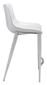 ZUO Magnus Counter Stool (Set of 2) White & Silver