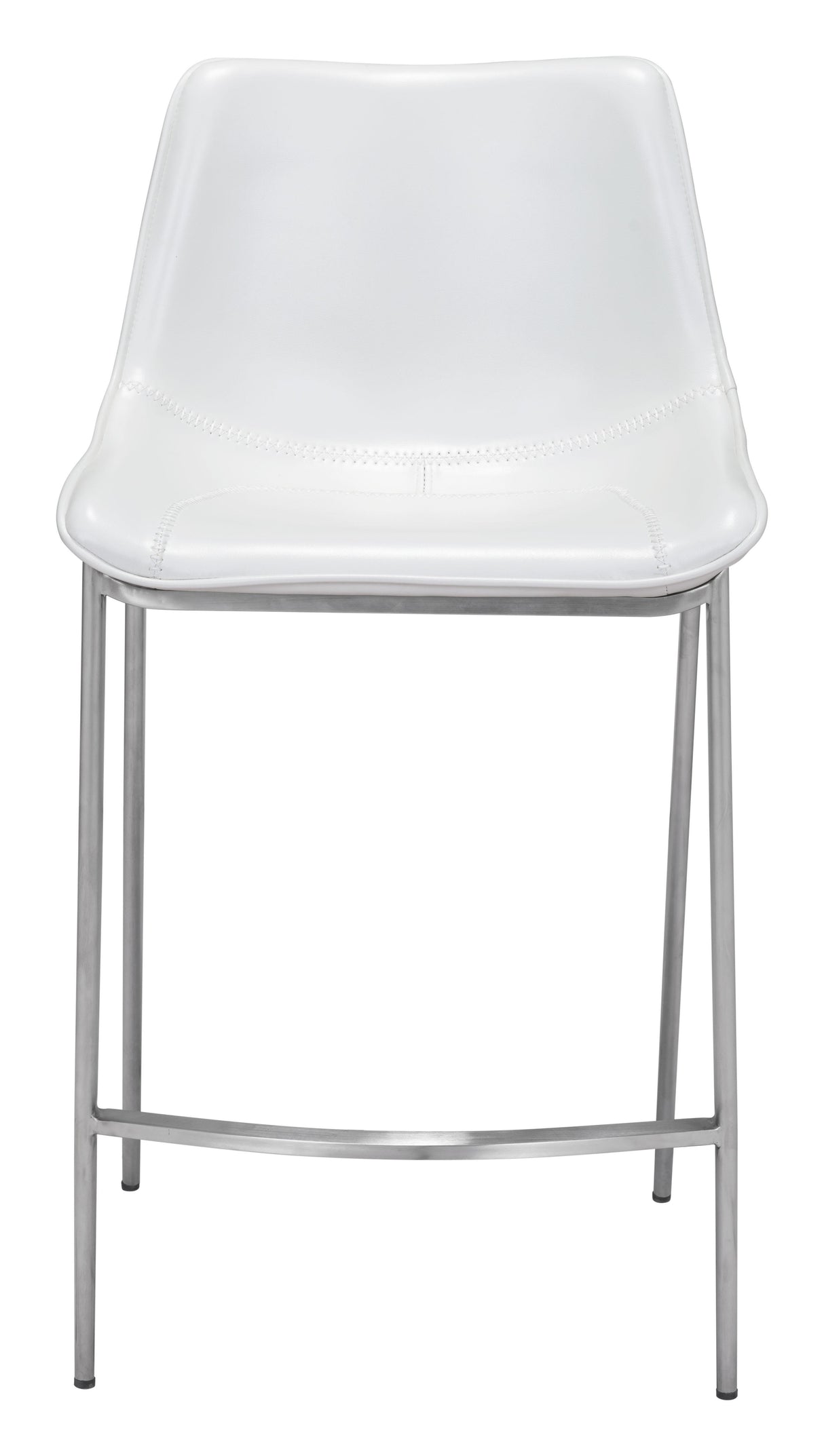 ZUO Magnus Counter Stool (Set of 2) White & Silver