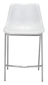 ZUO Magnus Counter Stool (Set of 2) White & Silver