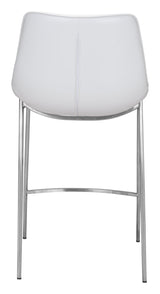 ZUO Magnus Counter Stool (Set of 2) White & Silver