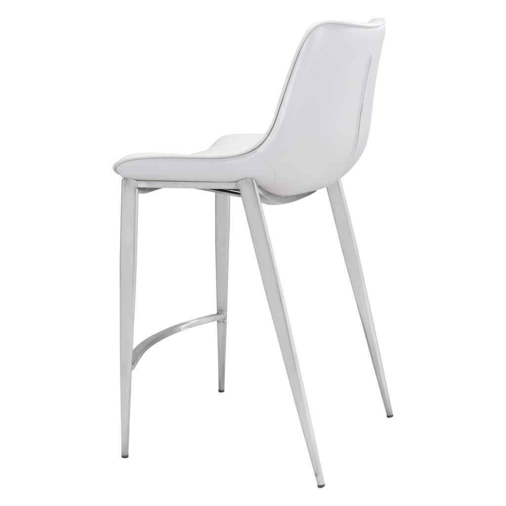 ZUO Magnus Counter Stool (Set of 2) White & Silver