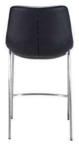 ZUO Magnus Counter Stool (Set of 2) Black & Silver