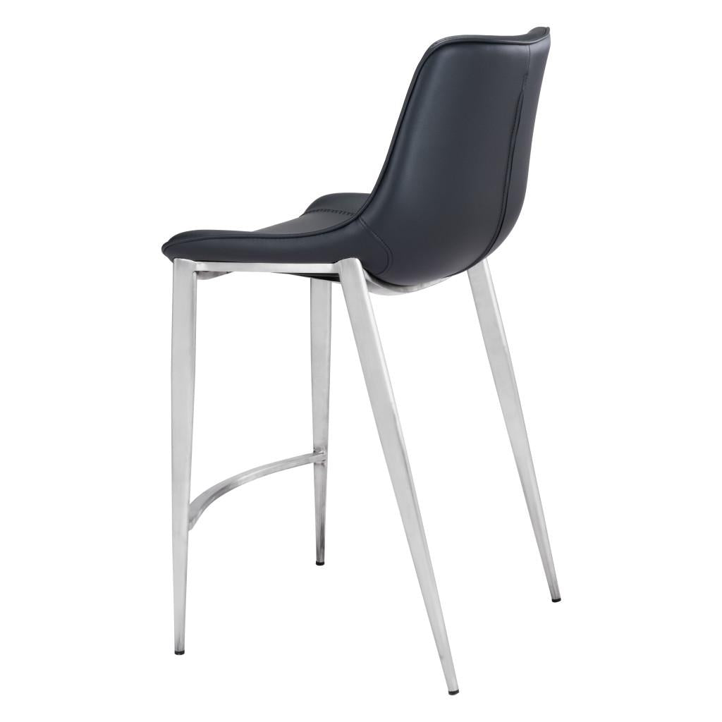 ZUO Magnus Counter Stool (Set of 2) Black & Silver