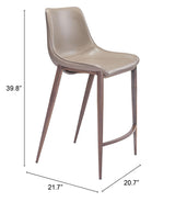 ZUO Magnus Counter Stool (Set of 2) Brown & Walnut