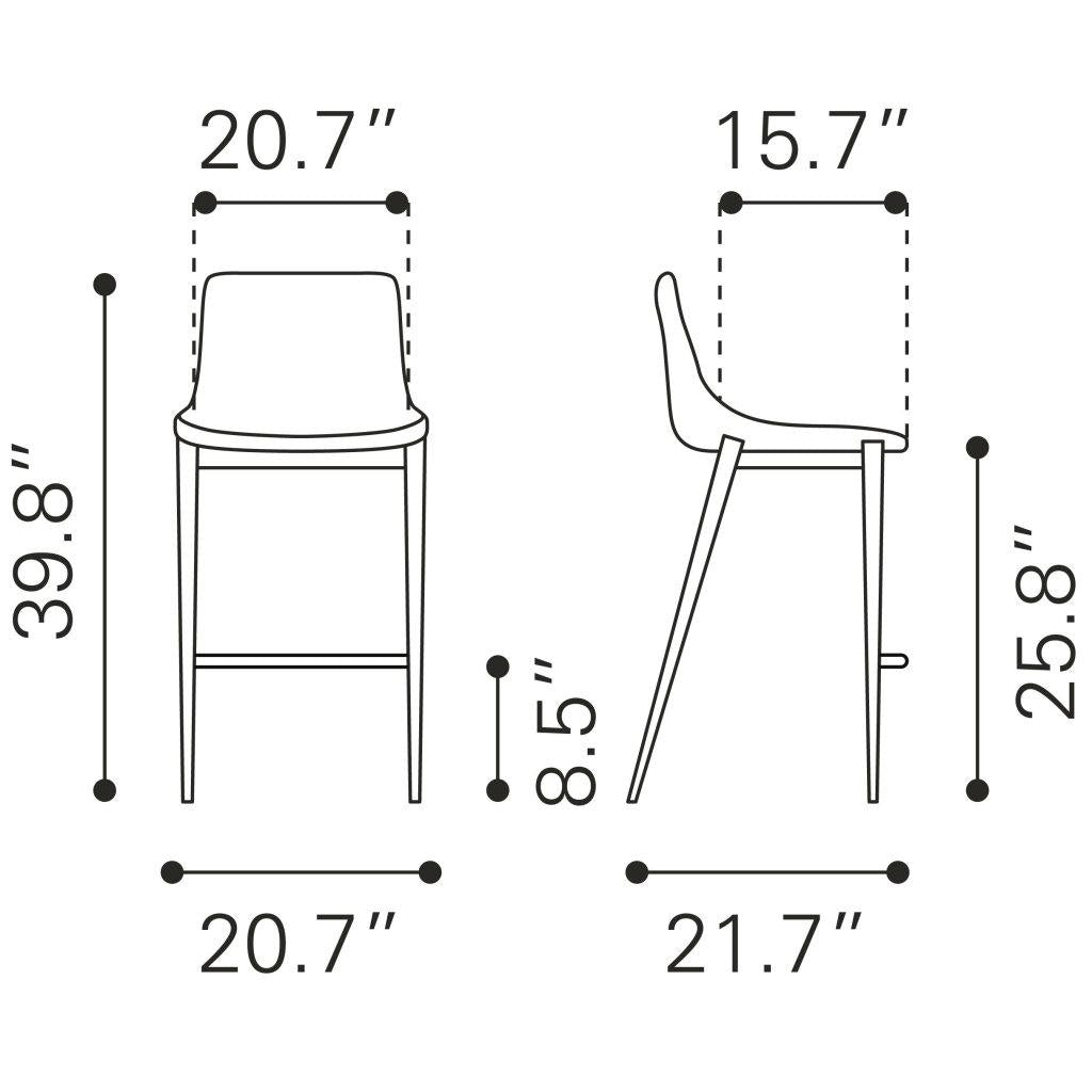ZUO Magnus Counter Stool (Set of 2) Brown & Walnut