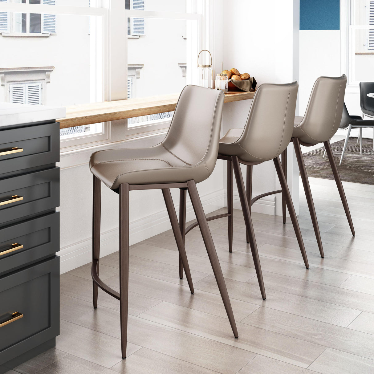 ZUO Magnus Counter Stool (Set of 2) Brown & Walnut