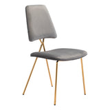 ZUO Chloe Dining Chair (Set of 2) Gray & Gold