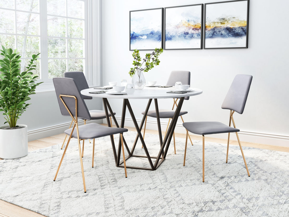 ZUO Chloe Dining Chair (Set of 2) Gray & Gold