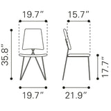 ZUO Chloe Dining Chair (Set of 2) Gray & Gold