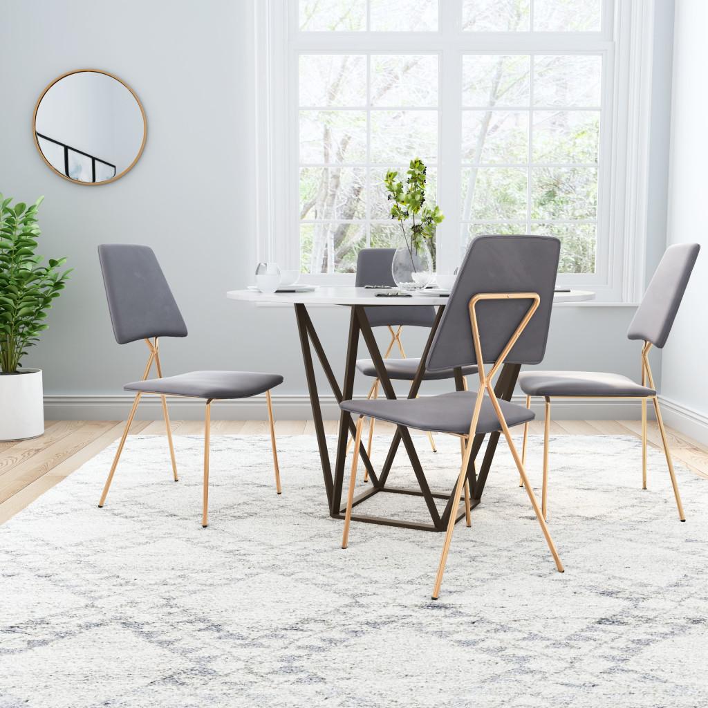 ZUO Chloe Dining Chair (Set of 2) Gray & Gold