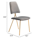 ZUO Chloe Dining Chair (Set of 2) Gray & Gold