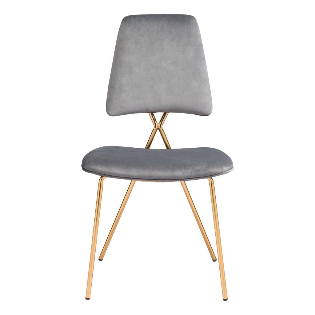 ZUO Chloe Dining Chair (Set of 2) Gray & Gold