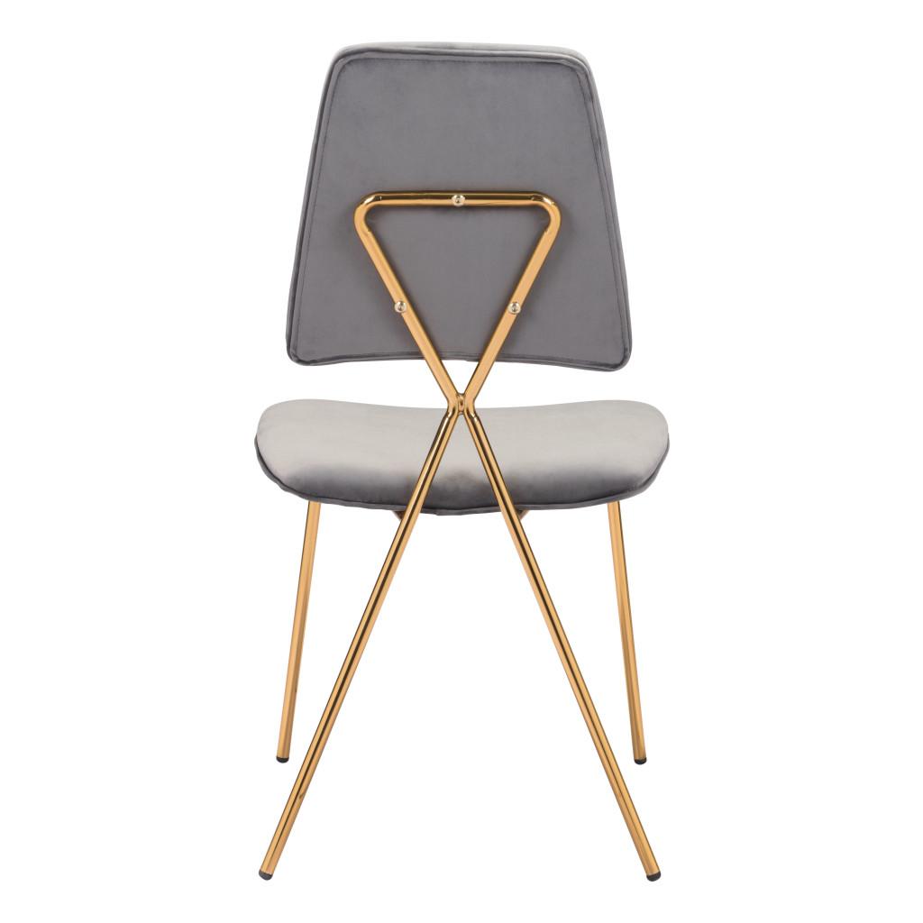ZUO Chloe Dining Chair (Set of 2) Gray & Gold