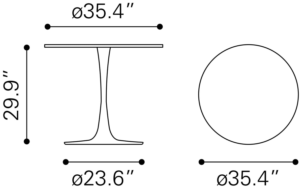 ZUO Opus Dining Table White & Gold