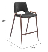 ZUO Desi Counter Stool (Set of 2) Black & Walnut