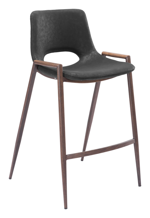 ZUO Desi Counter Stool (Set of 2) Black & Walnut